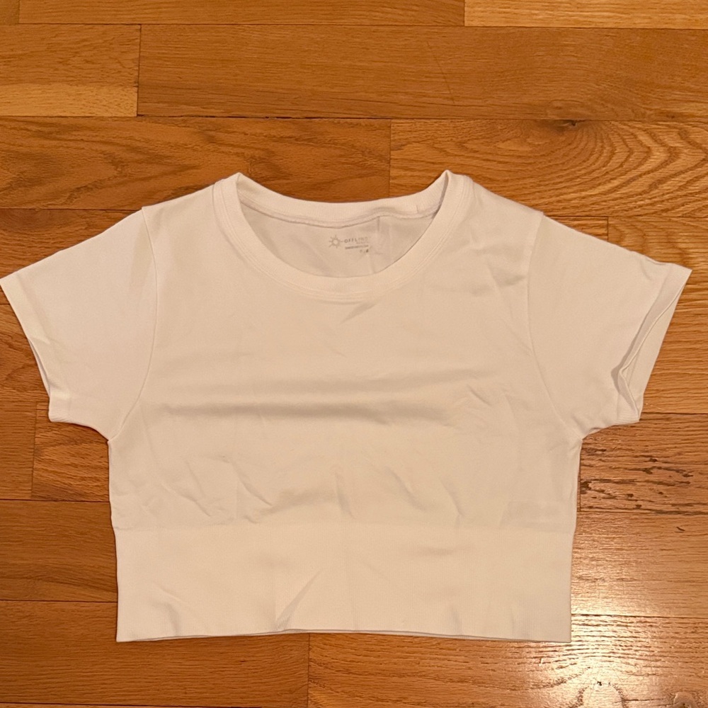 Aerie White Cropped T-Shirt